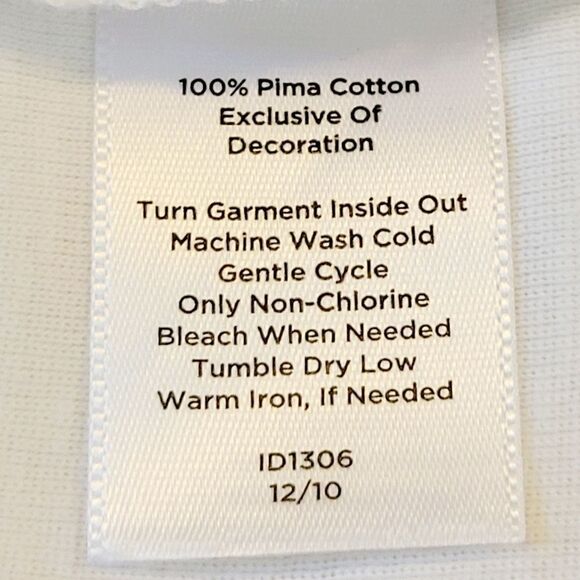 Talbots White Scoop Neck Ribbon Detail 100% Pima Cotton Tank Top Size XL - Picture 6 of 6